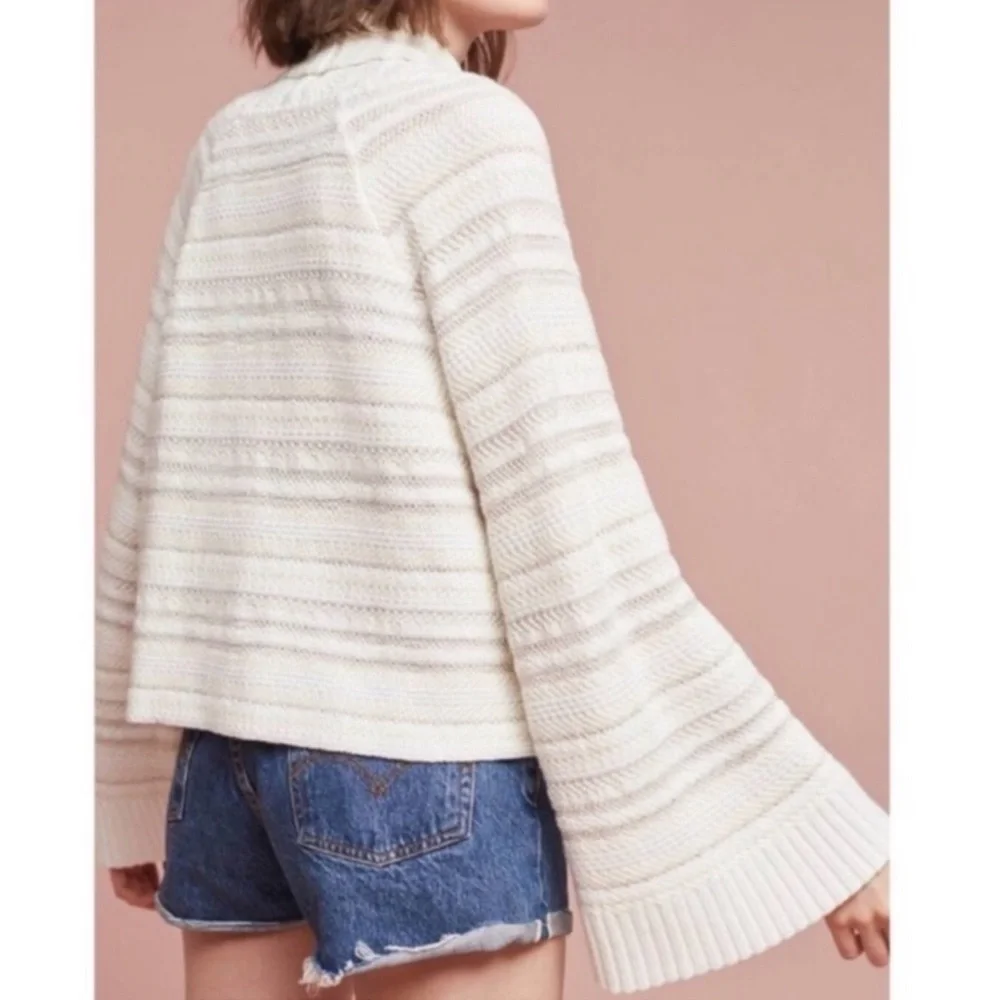 Anthropologie small Moth Mahalia beige knit kimono cardigan sweater